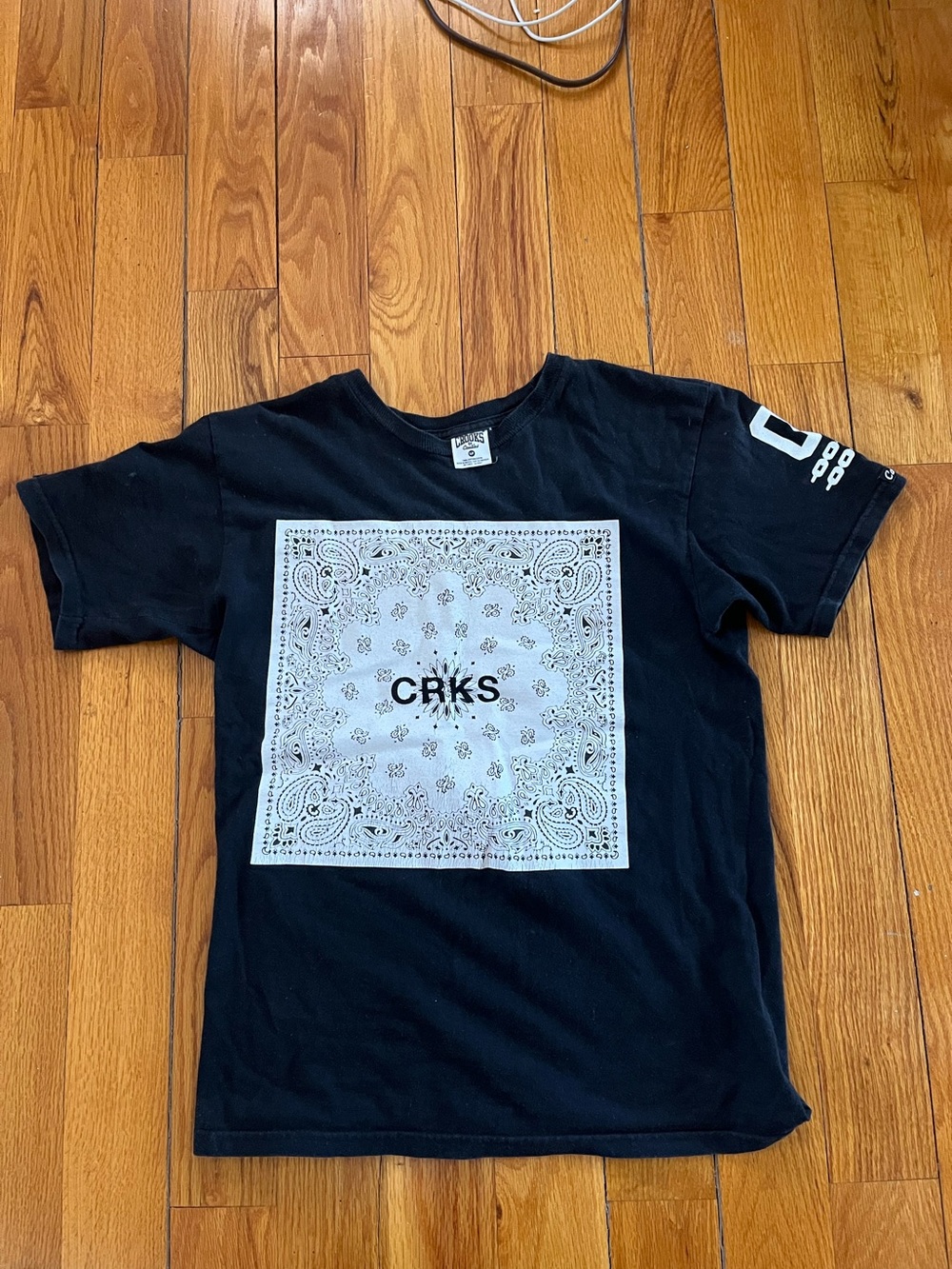 Crooks & Castles Black Tee with White Bandana Graphic